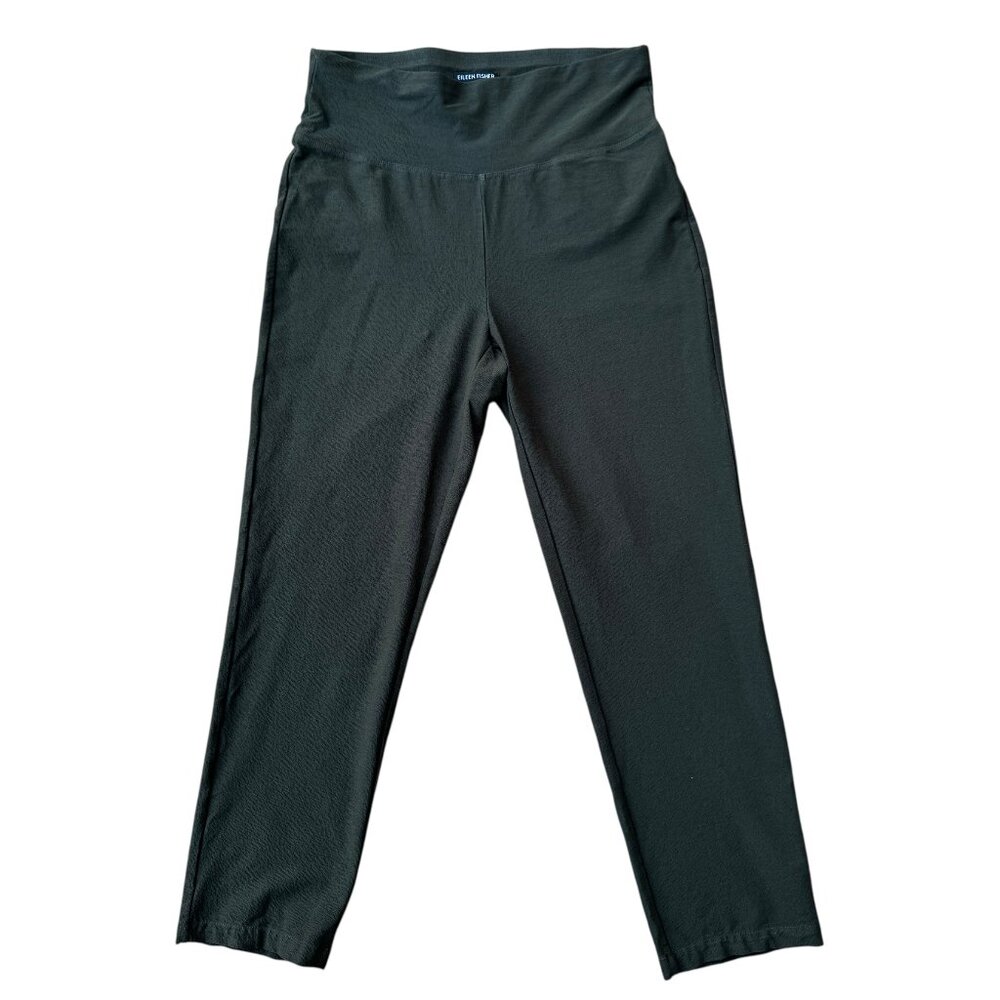 EILEEN FISHER Stretch Knit Slim Pants — Dark Olive (Size XS/P)